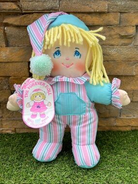 VINTAGE 1994 Dolly Mine Soft Rag Doll Blond Yarn Hair 11.5" Plush *PLEASE READ!*